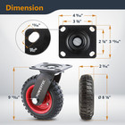 8 Inch Caster Wheels Set Of 4  Heavy Duty Swivel Plate Casters With Rubber Knobb