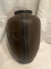 Antique Meiji Japanese Bronze Vase Flowers  Bird 