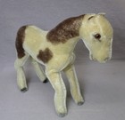 Steiff Spotted pinto Horse 1950s 8  Tall   As-is Missing Button Mane Tail Bridle