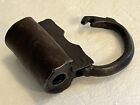 Antique Hand Forged Metal Barrel Cylinder Lock Padlock Shackle Screw Type No Key