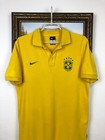 Nike Brazil Football Shirt Soccer Polo Jersey Mens Yellow National Team Size M
