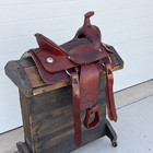 13  Western High Back Saddle Latigo Leather Tooled Trail Rodeo Pleasure Riding