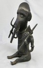 Vintage Cast Bronze Lord Ganesha odisha 20th C  Hindu Elephant God Statue Exc 