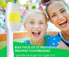 Children Kids Bulk Soft Toothbrushes Assorted Colors Individually Wrapped 72 pk