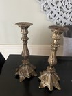 Pair Of Vintage French Baroque Footed Bronze Ornate Candlesticks 12   