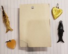 Vintage Zipper Pull Charm Lot Of 5 Hearts And Fish Plastic  Metal  Bakelite 