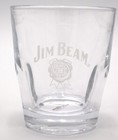 Set Of 2 Jim Beam Etched Whiskey Glasses   3 75  Rocks Tumblers Barware
