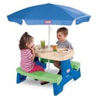 Little Tikes Outdoor Portable Kids Picnic Table With Umbrella  Blue Green  Ages 