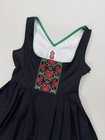 Vtg Cotton Black Folk German Bavarian Embroidered Dirndl Dres Oktoberfest Sz L