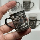 Antique Art Nouveau Sterling Silver Tea Glass Holders W  Removable Liners Set 5