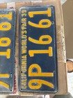1939 California Matching Pair World s Fair License Plates Original Paint