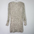 Aqua Sequin Mini Dress Womens Xs Gold Long Sleeve V Neck Wrap Party Cocktail
