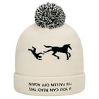 Funny Bobble Beanie Hat Horse Gifts For Women Horse Stuff One Size Beige