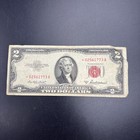 1953 A   Star Note  2 Usn United States Red Seal Bill Note Vg Details Stain