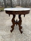Victorian Walnut Oval Marble Top Table Circa 1860 Made In Italy