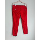 Ralph Lauren 400 Moto Jeans Womens 31 Red Zip Denim Pants Slim