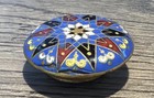 Antique French Enamel Cloisonn   Button 1    Brevete S g d g  Star Pattern Gilt