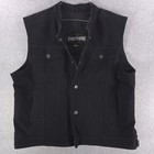 Street   Steel Motorcycle Moto Riding Conceal Carry Black Denim Vest Mens Large