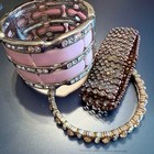 Trio Of Vintage Rhinestone Bangle Stretch Hinged Bracelets