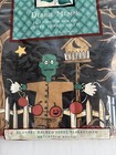 Vintage Halloween Vinyl Tablecloth Frankenstein Scarecrow Witch 1990s 60    Round