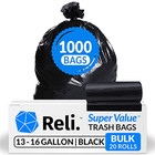 Reli  13 Gallon Trash Bags Black  1000 Count Bulk  Tall Kitchen Garbage Bags 13