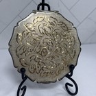 Vintage Rare Silver Plated  intricate Floral Design  Stratton Compact