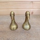 Mid-century Pair Of Vintage 1950s Brass Duck Head Bookends 6 5  Rare Jehvani Co