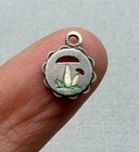 Vtg Tiny Silver Enamel Toadstool Charm Lucky Good Luck German Austrian Mushroom