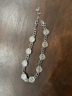 Vintage Silver Tone Chunky Link With Pendants Necklace