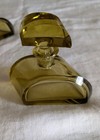 Vintage Citrine Amber Art Glass Dresser Set Atomizer Bottle Powder Box 1930s