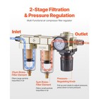 Uimoso 1 2  Npt Air Compressor Filter Regulator With Dual Filtration System