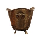 Vintage Hammered Brass Footed Bowl Decor - Centerpiece- Planter With Handles