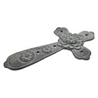 Small Flower Wall Cross Cast Iron Rustic Gray Finish Antique Style 8 X 4 5 Inch