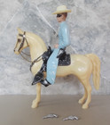 Vintage Hartland Lone Ranger On White Small Champ Horse Silver W Saddle Hat Guns
