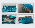 Giuseppe Z Zanotti Aqua Teal Silver Trim Evening Evening  Wedding Clutch Purse