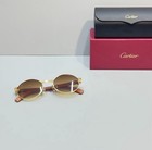 Cartier Oval Metal Sunglasses Gold Frame Brown Lenses Adult Unisex 53   22