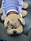 Vtg 1985 Tonka Pound Puppies Plush Brown Dog In Original Purple Striped Dress