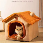 Dog House Kennel Pet Dog Cat Bed For Small Dogs Winter Warm Plush Cat Bed Nest  