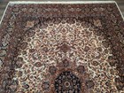 Indo Per sian Rug 8x12  Floral Medallion  Fine 290 Kpsi  Cream