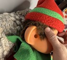 Vtg Large Monchhichi Christmas Open Close Eyes Thumb Sucking Plush Monkey  Tags