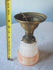 Antique Brass Electric Ceiling Light Fixture With Vintage Glass Shade
