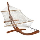 Double Rope Hammock With Stand For Outside  Heavy Duty  Natural By Sunnydaze