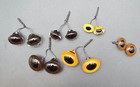 Lot Of 6 Vintage Teddy Bear Glass Eyes Clear Glass On Wires