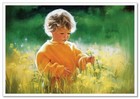Lovely Children-flowers Of Life Pretty Boy Dog Puppy Kids New Modern Postcard