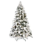 5ft Flock Led-lit Christmas Tree 375 Mixed Branch Tips W  Base Holiday Decor