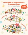 70pcs Wooden Train Set With Magnetic Crane Track Toy For Kids Ages 3-8