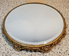 Antique Plateau Vanity Mirror Tray Art Nouveau Beveled Mirror Bronze Finish 