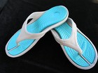 Flip Flops Thongs Gray   Turquoise Sandals Shoes Womens 8