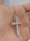 4 Ct Diamond Cross Pendant 14k White Gold Ovar Excellent Round Cut