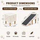 Split Ottoman Dog Ramp For Couch And Low Bed 2-in-1 Foldable Dog Stairs For Sofa